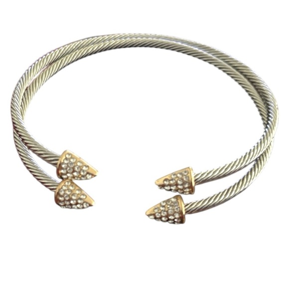 Elegant Silver and Gold-Tone Titanium bling Women's Bracelet - Picture 13 of 13